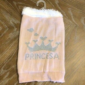 Pet Spirit Pink & Gray Princesa Tiara Pullover Dog Sweater Clothing Size Medium